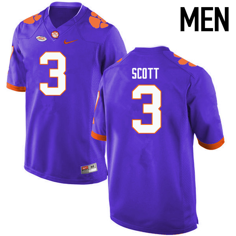 Men Clemson Tigers #3 Artavis Scott College Football Jerseys-Purple - Click Image to Close